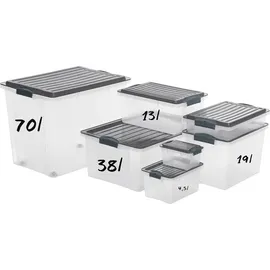 Rotho Aufbewahrungsbox Compact 57,5 x 40,0 x 25,0 cm 3-tlg. grau/transparent