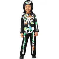 Smiffys Dschungel Skelett Kostüm, Einteiler mit Kapuze