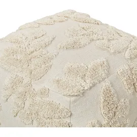 Beliani Pouf beige 45 x 45 x 45cm mit EPS-Perlen Quadratisch Strukturiert Blättermuster Modern Boho Bodenkissen Sitzpouf Sitzmöbel Indoor