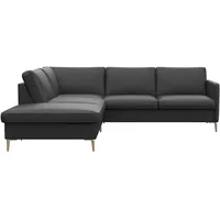 FLEXLUX Ecksofa »Fiore, L-Form, super bequem durch Kaltschaum im Sitz«, schmale Armlehnen, Füße Alu/Eiche, B/T 234/225 cm schwarz