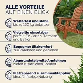 CASARIA Liegestuhl Adirondack 1 Stück  klappbar  beige