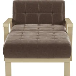 Recamiere SIT & MORE "Billund", braun (nougat), B:109cm H:88cm T:185cm, 100% Polyester, Sofas, Armlehnen aus Buchenholz in natur, verschiedene Bezüge und Farben