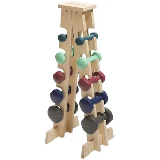 Meanswood Hantelständer Holz – Hantelablage für Zuhause, Kurzhantel Regal, Hantelhalterung aus Holz für bis zu 10 Hanteln (90 kg Max.) - Made in Italy