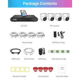 ZOSI 4MP PoE Dome Kamera Weiß