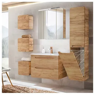 Lomadox - Badmöbel Komplett Set LUTON-56-CRAFT in Wotan Eiche Nb. Nb., b/h/t ca. 180/200/46 cm