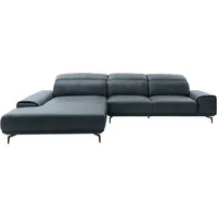 Musterring Wohnlandschaft MUSTERRING "MR 2490 Ecksofa mit erstklassigem Sitzkomfort, Long-Life-Leder", blau (blau, b), B:342cm T:207cm, Sofas, Wohnlandschaft, Bronze-Fuß Sitzhöhe 46cm, wahlweise mit Funktionen, Maße 342 x 207 cm