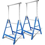 Vkechh 2X Gerüstbock Klappbock Tragkraft 200 kg, Unterstellbock 7-Fach höhenverstellbar 80-130 cm, Mit Rasthaken Böcke Klappbar, Teleskop-Arbeitsbock aus Metall, Blau