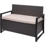 MCW Poly-Rattan 2er Sitzbank MCW-F39, Gartenbank Truhenbank, Staufach Aufbewahrung Sitzkissen - 2 Jahre Gewährleistung - mind. 14 Tage Rückgaberecht - Beige,Grau