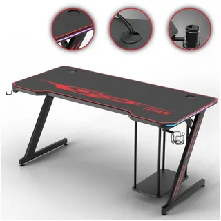 MY SIT Gaming Tisch 140 cm TITAN mit LED Beleuchtung und Mauspad