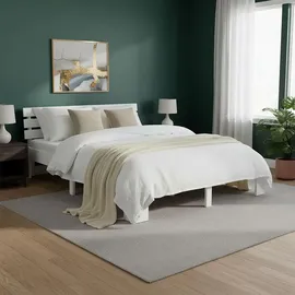 Homestyle4u Holzbett 180 x 200 cm mit Lattenrost Weiss Kiefer Massivholz - Weiß