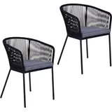 Estexo Gartenstuhl Lounge Stuhl 2er Set Gartensessel 56 x 76 x 56 cm schwarz