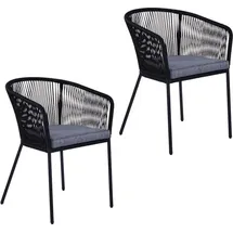 Estexo Gartenstuhl Lounge Stuhl 2er Set Gartensessel 56 x 76 x 56 cm schwarz
