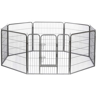 LIONTO Freigehege für Welpen & Kleintiere aus robustem Metall, 80x80 cm, erweiterbares Welpengitter für Wohnung, Hundezaun für den Garten inkl. Tür mit Verriegelung, witterungsbeständig, 8 Elemente