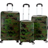 Rockland Safari Hartschalen-Trolley, Camouflage, Einheitsgröße, 3-teiliges Safari-Set aus Polycarbonat/ABS