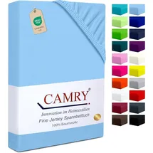 Camry Spannbettlaken Jersey-Baumwolle 180 x 200 - 200 x 200 cm blau