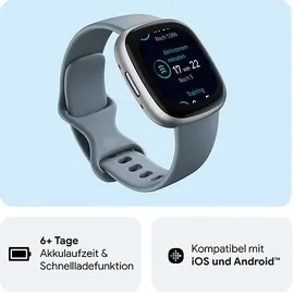 Fitbit Versa 4 aluminium platin/wasserfallblau