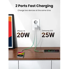 UGREEN Nexode 45W Dual USB-C PD Charger (25W+20W), weiß