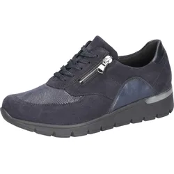 Schnürschuh WALDLÄUFER "K-RAMONA", Damen, Gr. 8,5 (42,5), blau (nachtblau), Veloursleder, Textil, Nubukleder, unifarben, sportlich, Schuhe, Komfortschuh, Bequemschuh Sneaker in extrabreiter K-Weite, Orthotritt