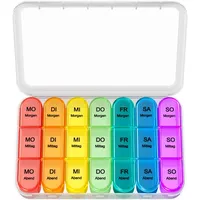 Doruimi Tablettenbox 7 Tage Morgens Mittags Abends, Medikamentenbox 7 Tage 3 fächer, Klein Pillendose Große Fächer - Weiß