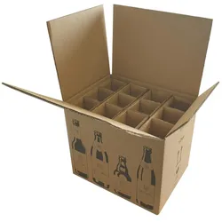 45 x Bierflaschenversandkarton (365 x 267 x 324 mm) 2-wellig 12er Bierflaschenkarton Flaschenkarton Transportbox PTZ-Zulassung DHL Umkarton BB-Verpack