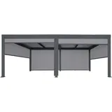 Mendler Alu Pergola HWC-L41 mit 6x Seitenwand, Lamellen-Pavillon, stabiles 8cm-Metall-Gestell 3x6m ~ anthrazit