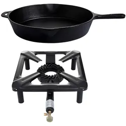 Hockerkocher-Set mit Gusspfanne Ø 35 cm