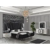 JVmoebel Schlafzimmer-Set Elegantes Schlafzimmermöbelset in Schwarz-Weiß mit Bett und Kommode, (5-tlg., 4-teilig), Made in Europa schwarz