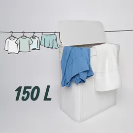 Relaxdays Wäschekorb mit Deckel, 150 l, 3 Fächer, HxBxT: 61,5 x 61 x 41,5 cm, Badezimmer Wäschetruhe, Weiß