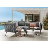 Destiny Loungegruppe RIMINI, Textilene Rope grau, Sofatisch 70x70x40cm