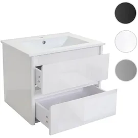 MCW Waschbecken + Unterschrank MCW-B19, Waschbecken Waschtisch Badezimmer, hochglanz 50x60cm weiß
