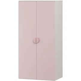 [en.casa] Kinderkleiderschrank Sandnes 123 x 60 x 40 cm Holznachbildung weiß rosa