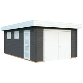 Palmako Einzelgarage Rasmus 4,20 x 5,98 m grau mit Holztor