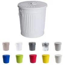 Jinfa Ascheeimer Metall Ø 29 cm, Höhe 31,5 cm 18 l Weiß