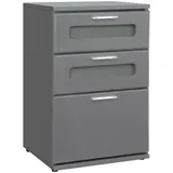 ML-Design Nachttisch 3 Schubladen Oberste mit Glaseinsat Grau 40x60x38 cm Holz