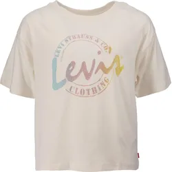 T-Shirt LEVI'S KIDS "MEET AND GREET SCRIPT", Mädchen, Gr. 8 (128), weiß (weiß alyssum), Jersey, Obermaterial: 100% Baumwolle, casual, Rundhals, Kurzarm, Shirts, for GIRLS