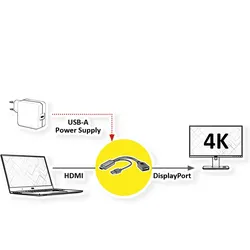 ROLINE 4K HDMI - DisplayPort-Adapter, v1.2, HDMI ST - DP BU, Aktiv