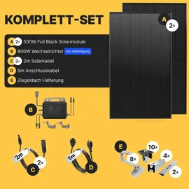 solakon Balkonkraftwerk onBasic 1000W 5 m Kabel + Dachhalterung Einzelmontage