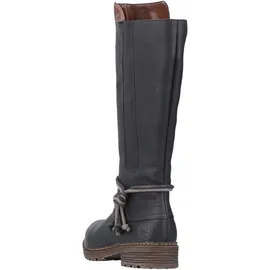 Rieker Winterstiefel RIEKER, Damen, Gr. 43, Normalschaft, schwarz, Lederimitat, modisch, Schuhe, Langschaftstiefel, Blockabsatz, TEX-Membran, seitlicher Stretch