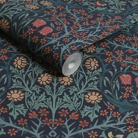William Morris At Home Vliestapete Blackthorn 10 m x 0,62 m blau 34193