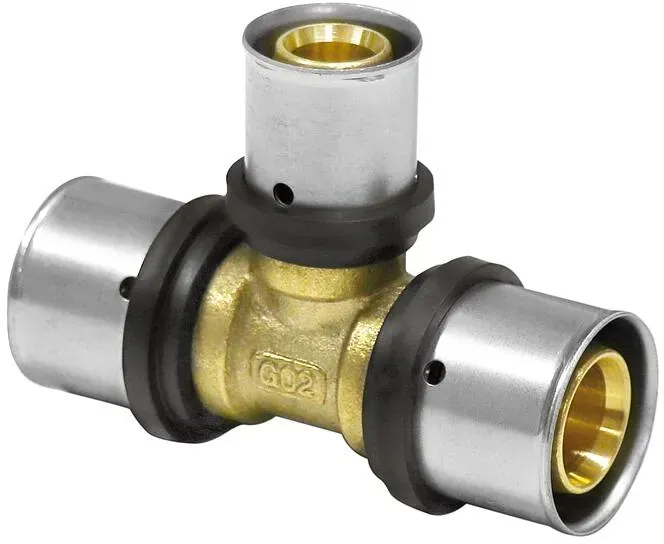 Pressfitting T-Stück Mittelabgang reduziert - DVGW zertifiziert / Kontur TH (Ausführung: 32 - 16 - 32 mm (VPE 20 Stk.))