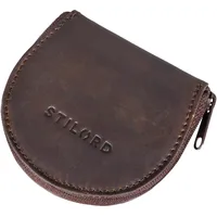 STILORD 'Benji' Mini Geldbörse aus Leder Wiener Schachtel Vintage Hochwertige Münzbörse Schüttelbörse Schlüsselorganizer Münzetui aus Echtleder, Farbe:Cognac - Dunkelbraun