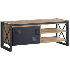 Main Möbel Montreux TV-Lowboard 127 cm Schwarz Metall/Massivholz