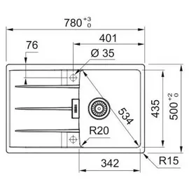Franke Centro CNG 611-78 rechts Einbauspüle cashmere Excenterbetätigung 760 x 480 mm