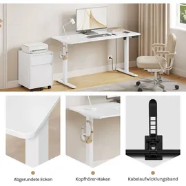 Woltu Schreibtisch Computertisch mit USB-Ladeanschluss, Weiß 140x60 cm - Weiß