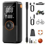 jalleria Portable Electric Air Pump with 10000 mAh Battery Compressor, 150 PSI Bicycle Pump Electric with Pressure Gauge/LED Light Suitable