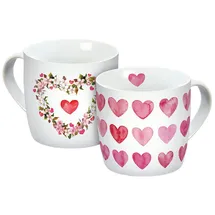 Geda Labels Tasse Watercolor Love 0,25 l Rosa 2 St.