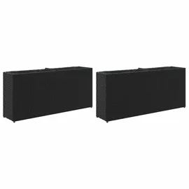 vidaXL Pflanzkübel mit 2 Töpfen 90 x 20 x 40 cm Schwarz