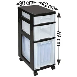 Really Useful Box Boxenturm mit Rollen und 3 Boxen (7 / 12 / 25 Liter), 42x69x30 cm