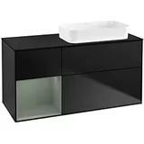 Villeroy & Boch Finion Waschtischunterschrank F682GMPD 120x60,3x50,1cm, Regal links Olive Matt Lacquer, Black matt lacquer