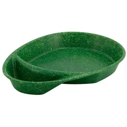 greenbox - Mehrweg-Menü-Teller "Häppy Plate" 27,5 x 20 x 3,5 cm, 2 Kammern, tropfenförmig, Spinat / dunkelgrün, 15 St.